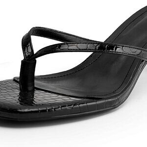 Women's Square Toe Thong Sandals Stiletto Heels Slip On Summer Shoes